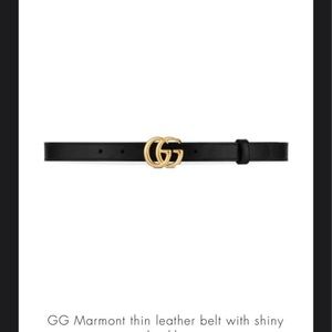 GG Marmont thin leather belt with shiny buckle